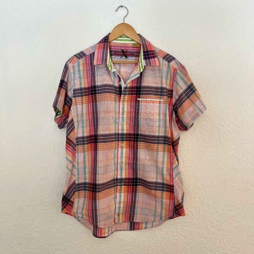 Robert Graham Men's Shirt, Multi Color Plaid, Preppy Chic, XL, Golf